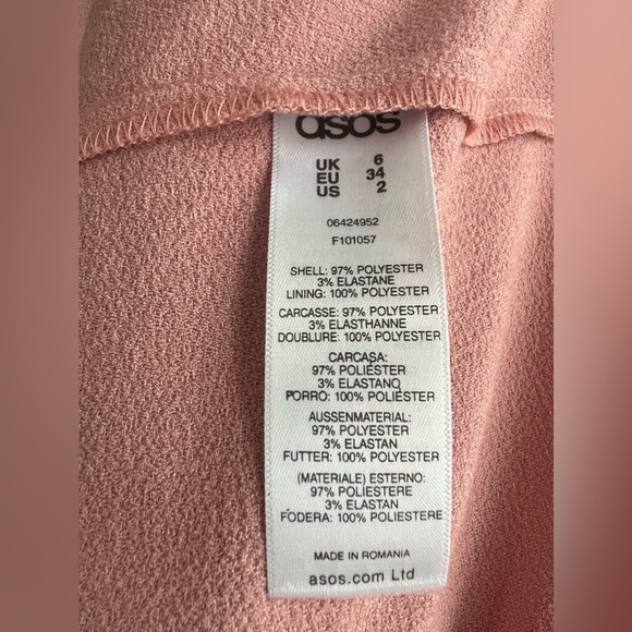 ASOS NWT Pink Puff Sleeve Fitted Midi Dress Size 2 - Picture 11 of 11